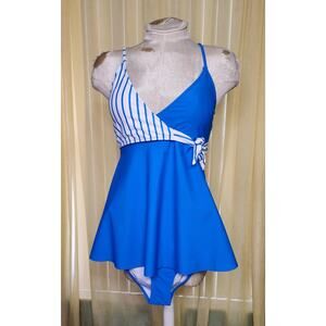 Beachsissi Blue striped Tankini Set High Size‎ M NWT